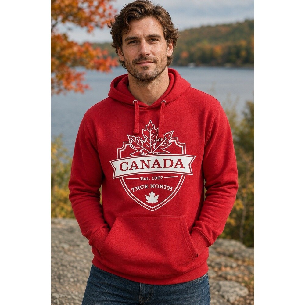 G&G’s Canada True North Red Pullover Hoodie Large Made in Canada Maple Leaf